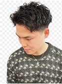 ツイストスパイラルパーマ/アップバングマッシュツーブロック