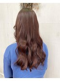 韓国ウェーブ大人可愛い韓国女優ウェーブロングバーガンディー