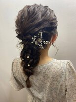 およばれヘア　アレンジ　結婚式　編みおろし