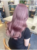 ピンクベージュピンクミルクティーブリーチありダブルカラー