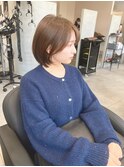 小顔ボブ イメチェン レイヤーボブ グレージュ 髪質改善
