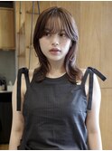 【倉畑果歩】チョコレートブラウンカラー　シースルーバング