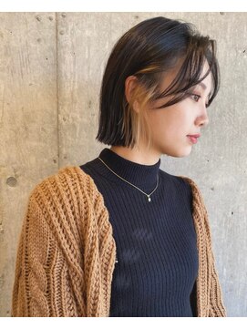 ラル 立川(lar) インナーカラーボブ_オリーブベージュレイヤーカット