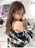 ブリーチなし ミルクティーベージュ ロングレイヤー