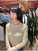 切りっぱなしボブのニュアンスパーマ