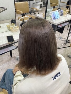 アジールヘア 所沢プロペ通り店(agir hair) ボブレイヤーカットデザインカラーシアーベージュグレージュ所沢