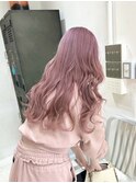 ピンクベージュくすみピンクハイトーンケアブリーチダブルカラー