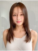 小顔 フェミニンロング メルティーカラー 似合わせカット"