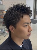福岡大名メンズパーマスパイキーショートスパイラルパーマ30代
