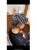 ツイストパーマ＋ホワイトメッシュ