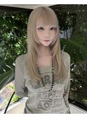 ホワイト シルバー レイヤーカット ハイトーン