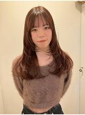 セミロング レイヤーカット ピンクベージュ 透明感 10代20代30代