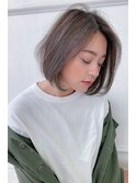 前髪ロング前下がりボブ×カジュアル