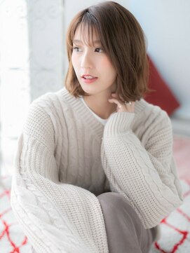 アルバハナレ 横浜(αlba HANARE) 関内/髪質改善/シースルー前髪×キャラメルベージュのセミディa