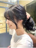結んでも可愛い！韓国分顔周りレイヤー　黒髪