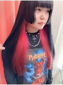 派手めピンクでインナーカラー☆