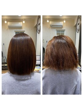 ビーズ(bead's) 髪質改善縮毛矯正(左アフター 右ビフォー)