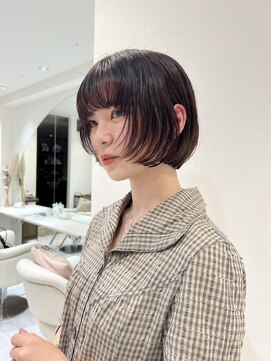 エフ ヘアーアンドリラクゼーション(F. hair & relaxation) 【F.】中崎町20代顔まわりレイヤー前上がりミニボブ