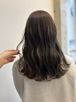 アチーブ ヘア デザイン(achieve hair design)&nbsp;柔らかナチュラル暗髪ブラウン 大人可愛い外ハネウェーブロング