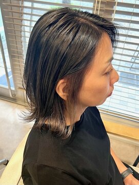 グラッシー センター北店(GLASSI) 【インナーカラー】オリーブベージュ★外ハネボブ★縮毛矯正