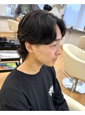 毛流れニュアンスパーマウルフ韓国ナチュラルセンターパート