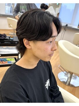 ビカム 名駅(become) 毛流れニュアンスパーマウルフ韓国ナチュラルセンターパート