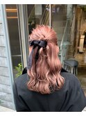 リボンハーフアップ