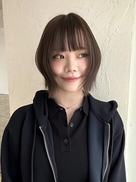 シルクレイ 高田馬場(Silk-lei) レイヤーボブ×ブリーチなしベージュ