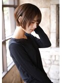 大人可愛い20代30代40代黒髪前下がりショートボブ丸みショート◎