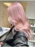 2479外国人風カラーダスティーピンク波巻き艶感ショコラピンク