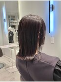 外ハネ切りっぱなしスタイルオリーブカラー群馬太田髪質改善