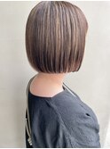 20代30代40代ミニボブブリーチハイライトベージュカラー
