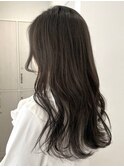 ブリーチなしオリーブグレージュカーキ秋カラーネビージュロング