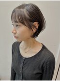 大人かわいい髪質改善カラー丸みショートボブ耳かけ
