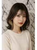 外ハネミディアムヘア