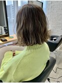 【サロンワーク】オリーブマットのバレイヤージュ風ハイライト。
