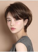 ショートボブ/前下がり/前髪長め/30代・40代/ワンカールパーマ