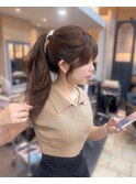 結んでも盛れる顔まわりカット