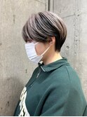 原宿ローライトブリーチダブルカラーインナーカラーショートボブ