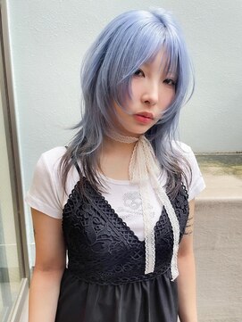 キャロルガーデンズ ボコカ 表参道(Carroll Gardens bococa) 【azu】水色 アッシュ レイヤー ブリーチ