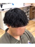 刈り上げセンターパート/波巻きツイストスパイラル/円町