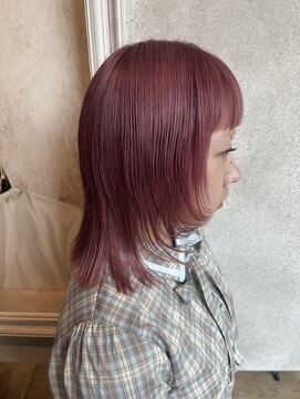 ディプティック ヘアー チェンジ ミュージアム(diptych Hair Change Museum) ウルフスタイル/ピンクカラー/ケアブリーチ/滋賀/南草津