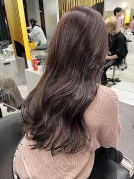 シティ(CITY) ピンクブラウンカラー　レイヤーカット　ブリーチなしカラー