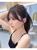 似合わせ顔まわり　前髪カット　結んで可愛いレイヤー