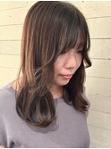顔まわりレイヤー/サイドバング/ブラウンヘア