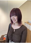 深みラベンダーレッド×レイヤーカット