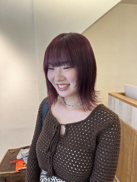 ナンプウ(Nanpu) 深みラベンダーレッド×レイヤーカット