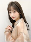 イメチェンヘアスタイルピンクベージュアンブレラカラー前髪