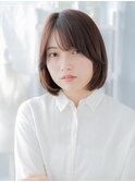内巻きボブ/顎ラインボブ/小顔カット/ダークアッシュ/透明感g