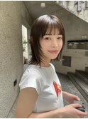 切りっぱなしボブナチュラルボブミディアム前髪縮毛矯正表参道